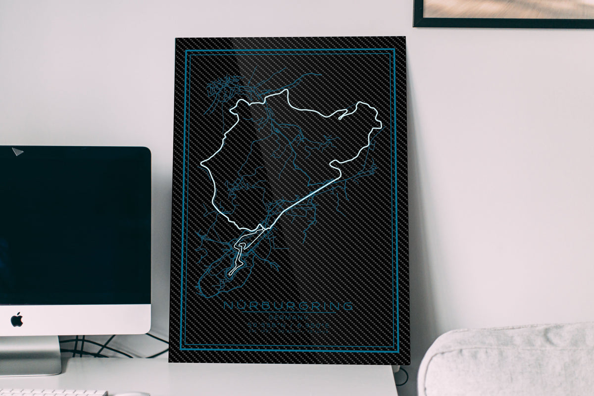 Nurburgring "The Green Hell" Circuit Map – Carbon Poster