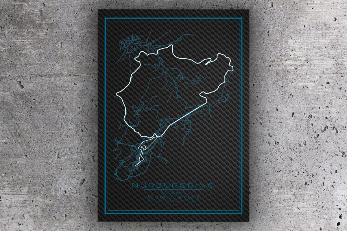 Nurburgring "The Green Hell" Circuit Map – Carbon Poster